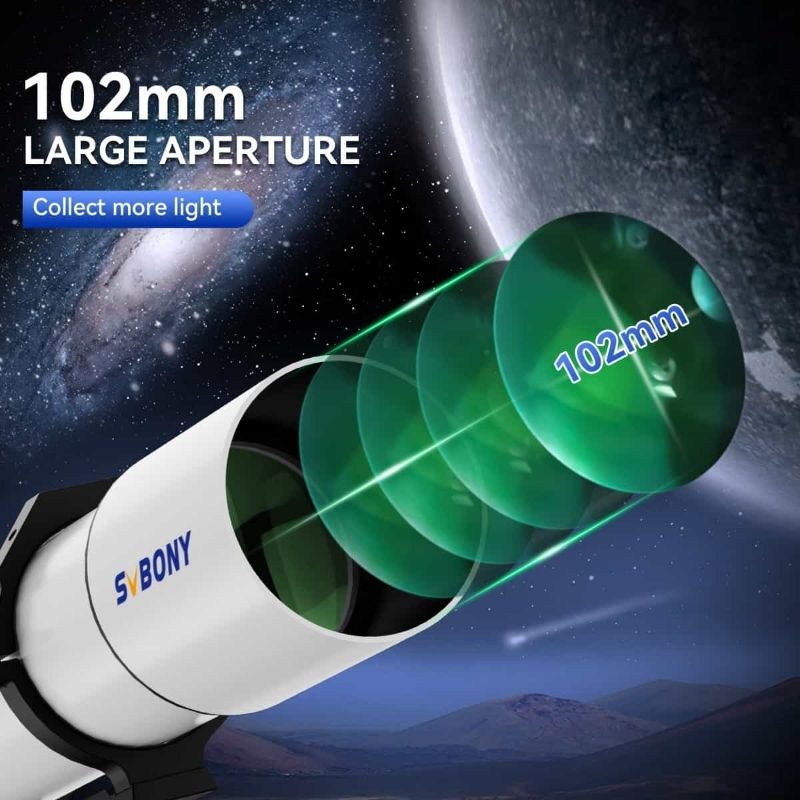 SVBONY SV48P 102mm Achromatic Telescope Refractor with 2.5" RAP Dual-Speed Focusing & Dovetail Mounting Plate