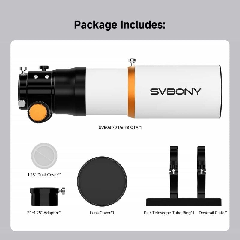 SVBONY SV503 70mm Upgraded f/6.78 Quadruplet 2-Element ED Flatfield Refractor Telescope