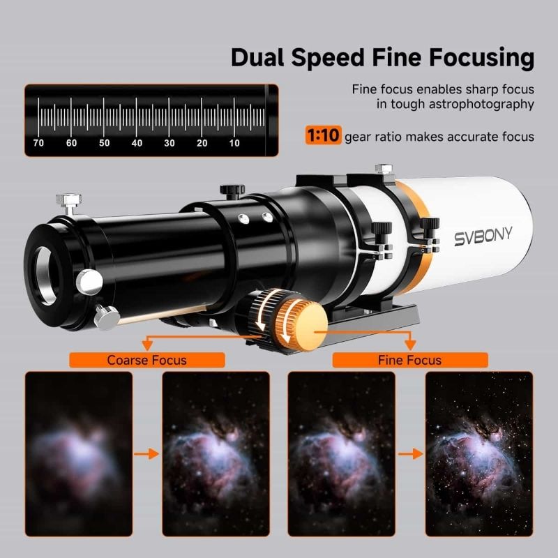 SVBONY SV503 70mm Upgraded f/6.78 Quadruplet 2-Element ED Flatfield Refractor Telescope