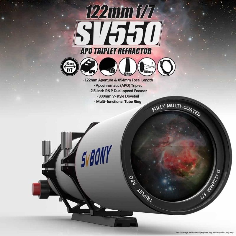 SVBONY SV550 APO Refractor Telescope Apochromatic Triplet 122mm F7 Telescope With Case Bag