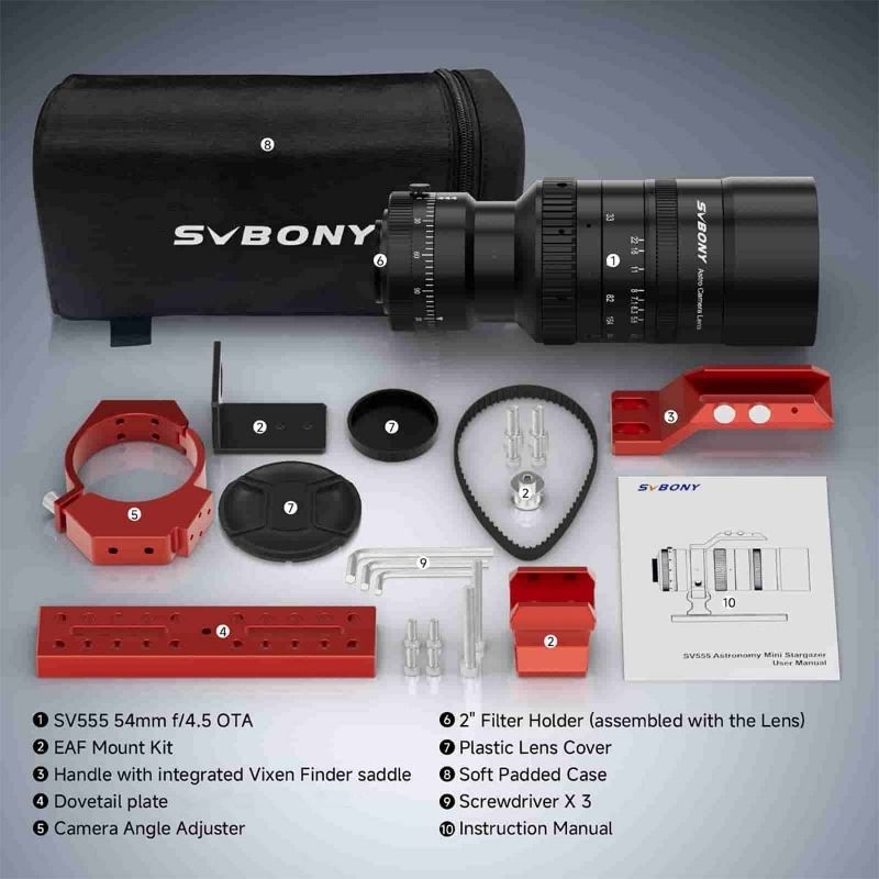 SVBONY SV555 Astrograph Telescope APO Petzval Telephoto Lens 54mm f/4.5